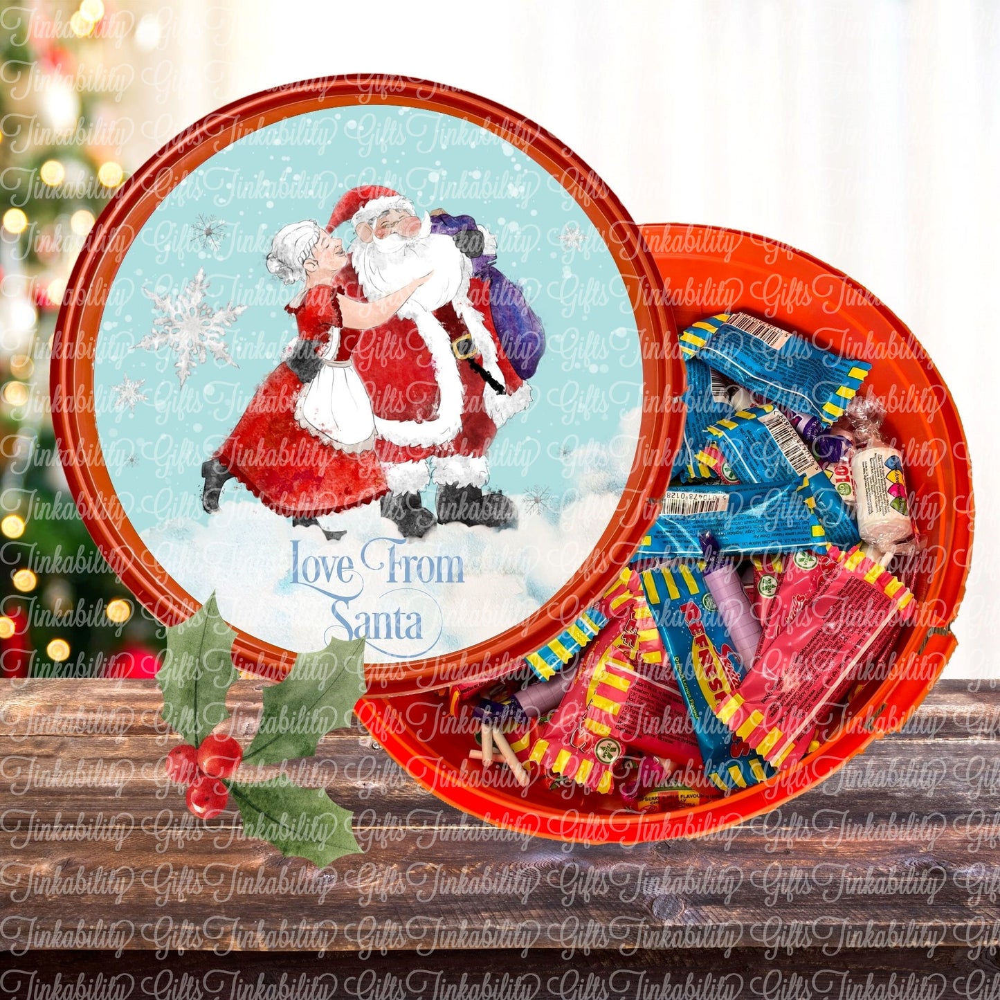 Santa And Mrs Claus Sweetie Tub Sticker