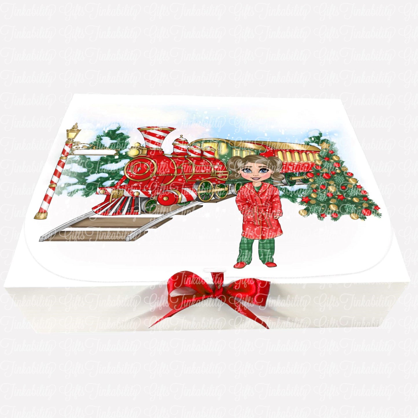 Christmas Express Gift Box with Bow {Red and Green}