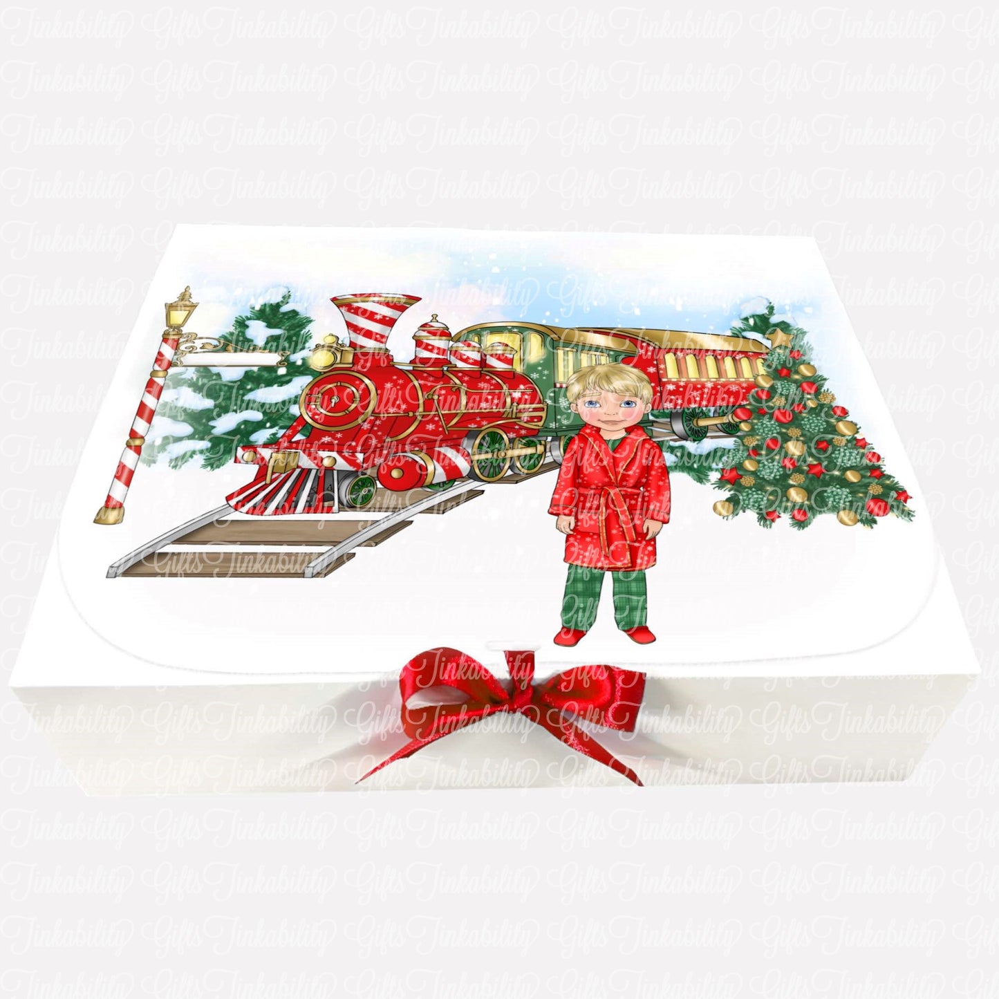 Christmas Express Gift Box with Bow {Red and Green}