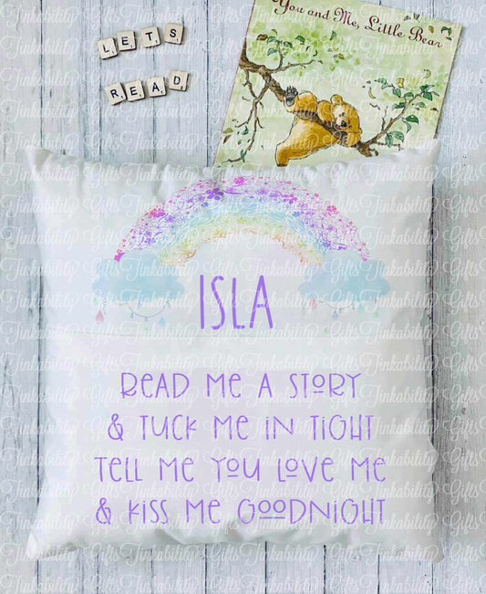 Rainbow Personalised Book Cushion