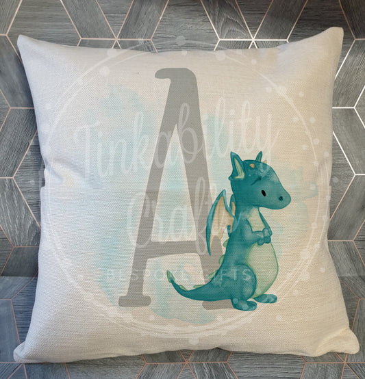 Blue/Grey Dragon alphabet cushion A-Z