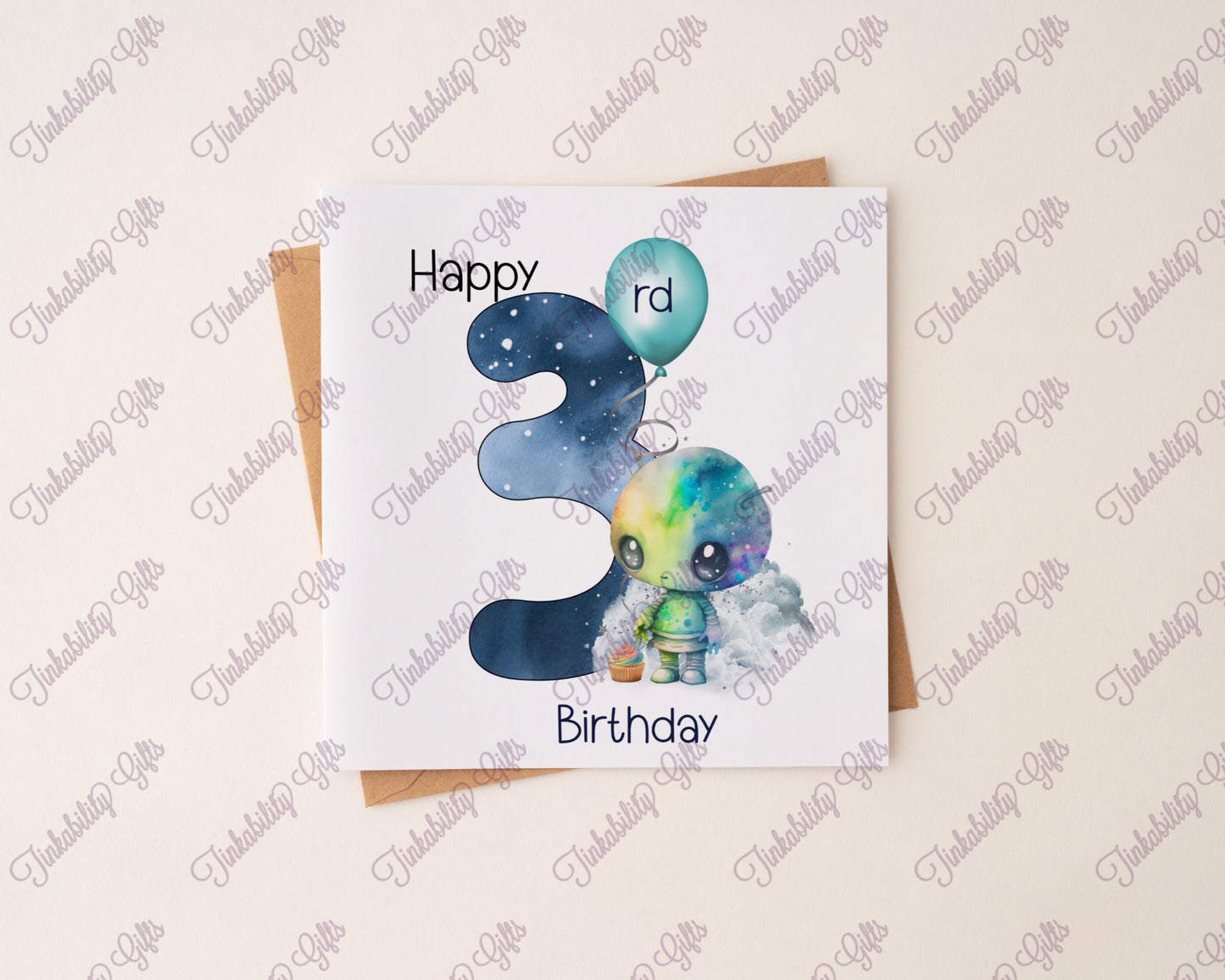 Alien Birthday Number Card