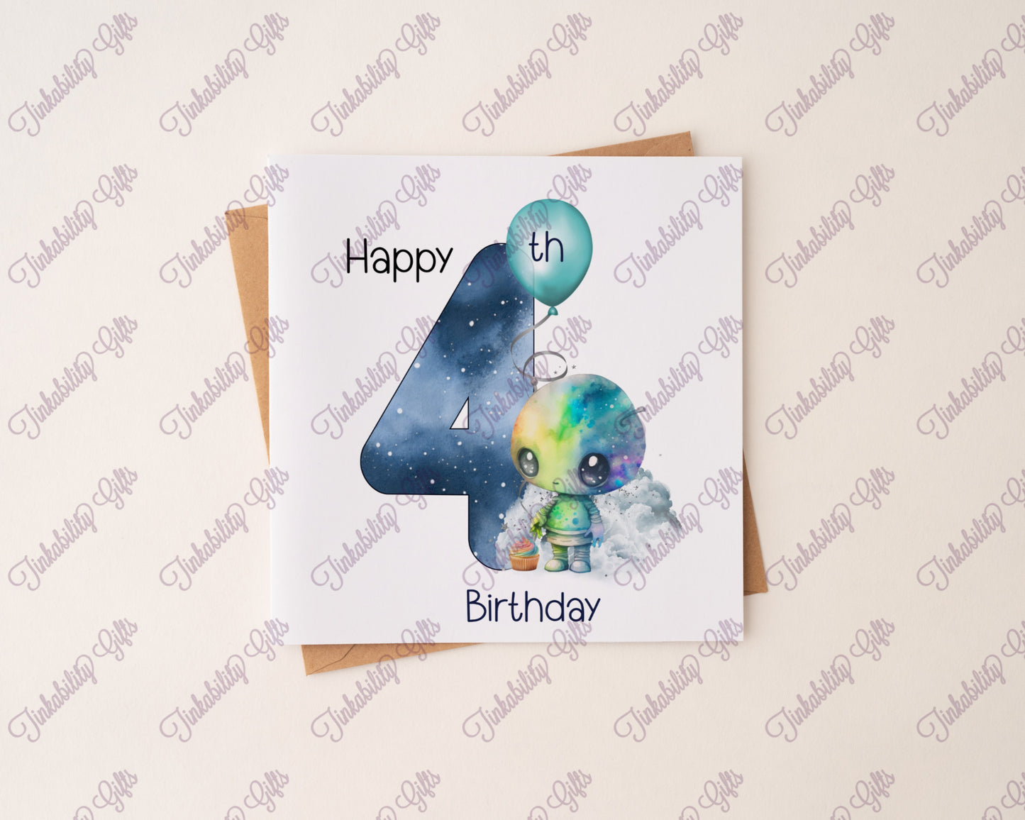 Alien Birthday Number Card