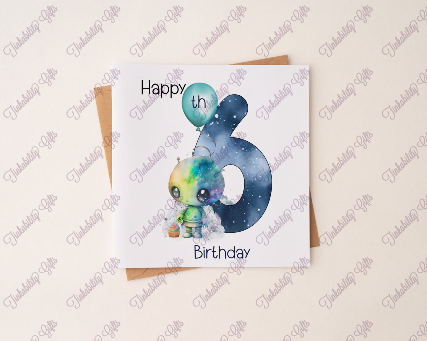 Alien Birthday Number Card