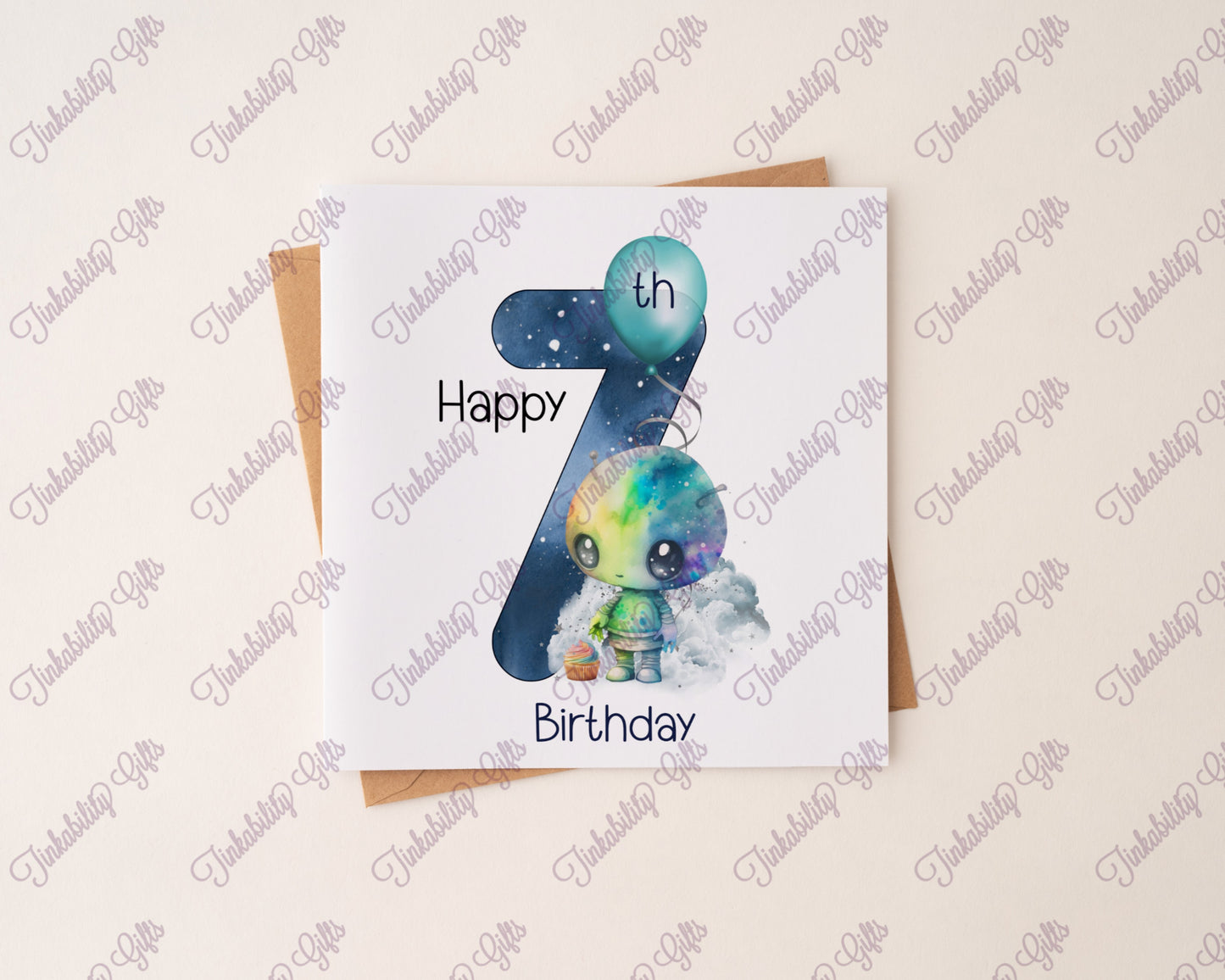 Alien Birthday Number Card