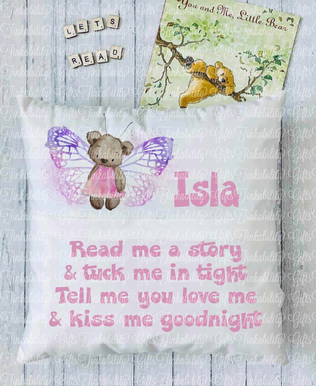 Butterfly Bear Personalised Book Cushion