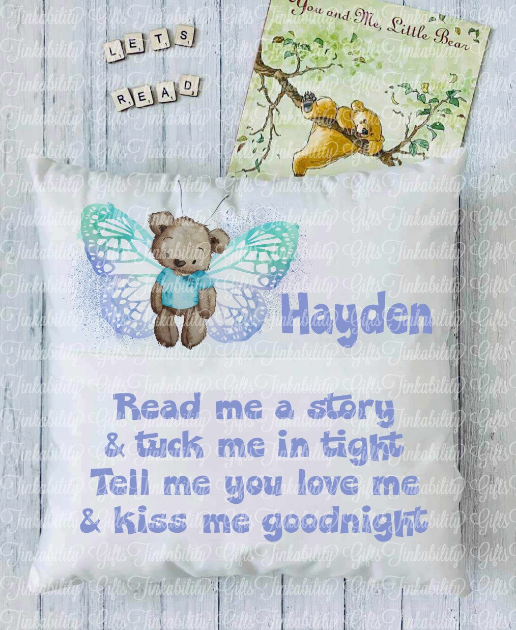 Butterfly Bear Personalised Book Cushion