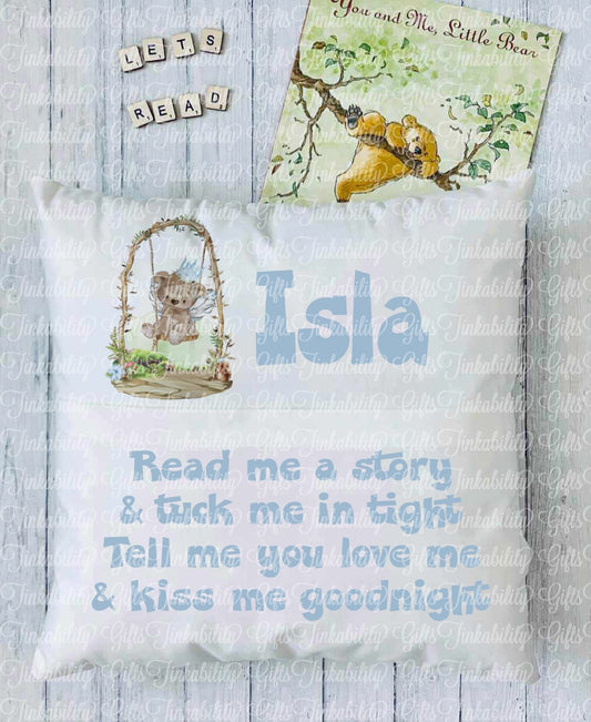 Bear on Swing Personalised Book Cushion