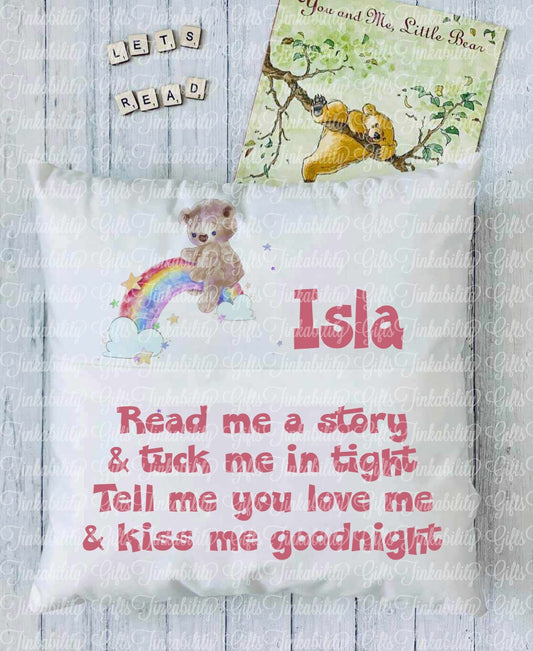 Bear Rainbow Personalised Book Cushion