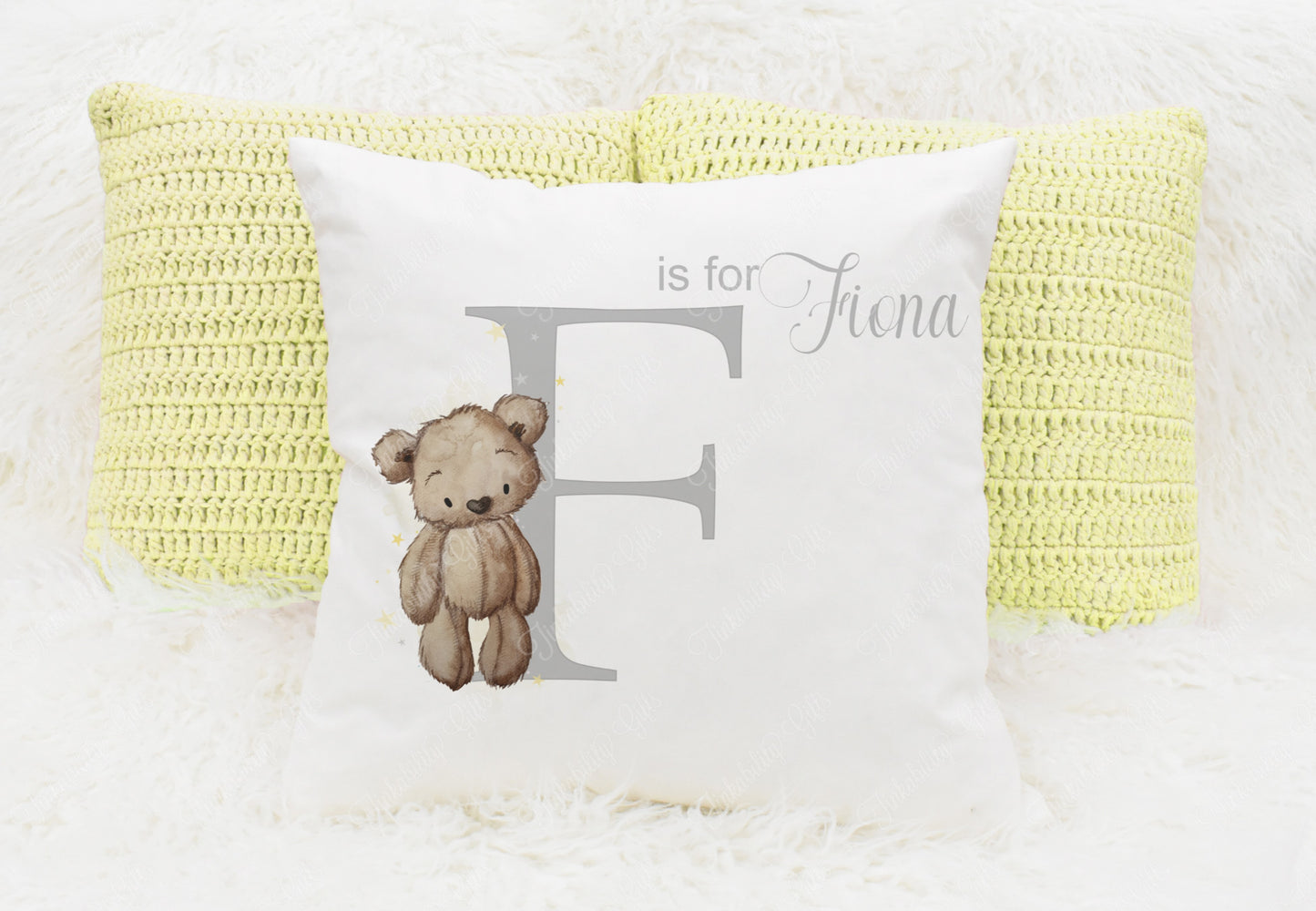 Baby Bear nursery alphabet cushion A-Z