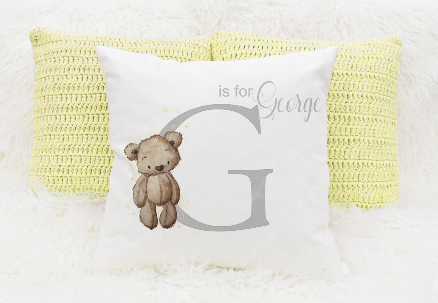 Baby Bear nursery alphabet cushion A-Z