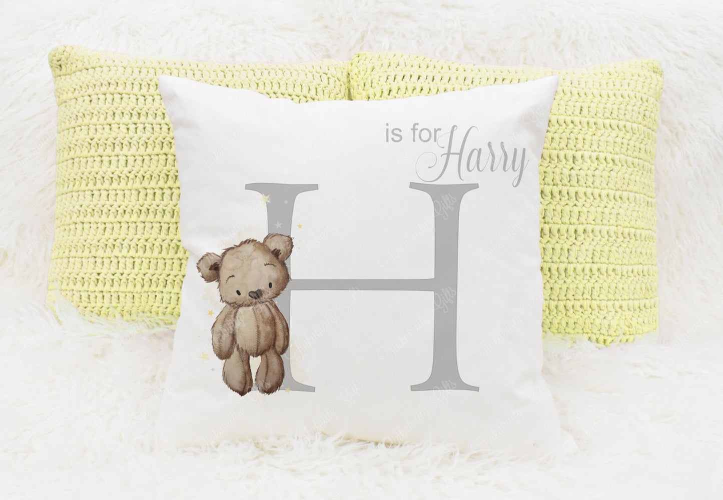 Baby Bear nursery alphabet cushion A-Z