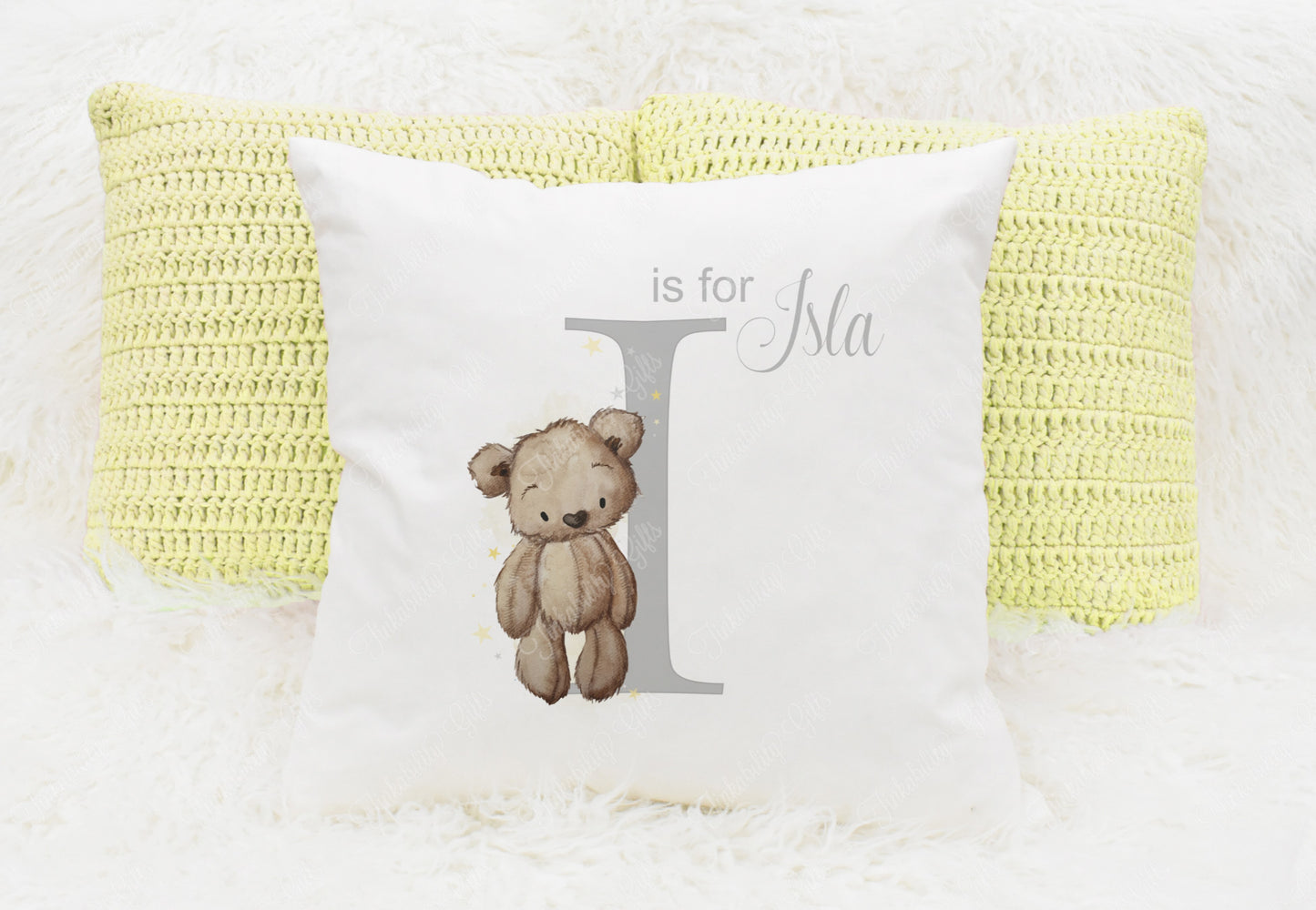 Baby Bear nursery alphabet cushion A-Z