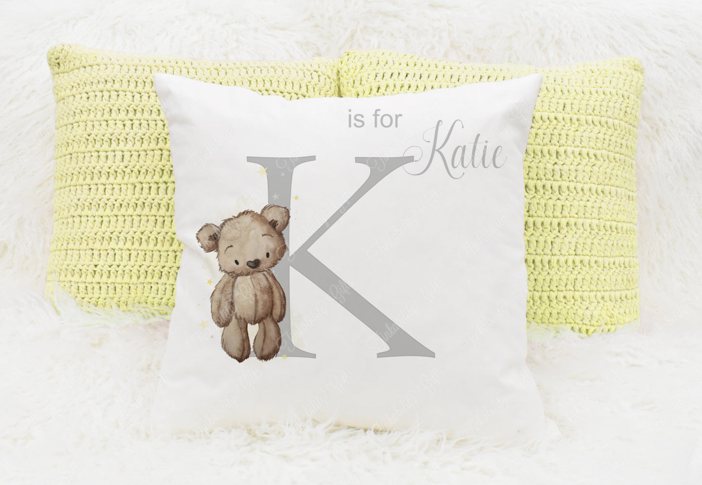 Baby Bear nursery alphabet cushion A-Z