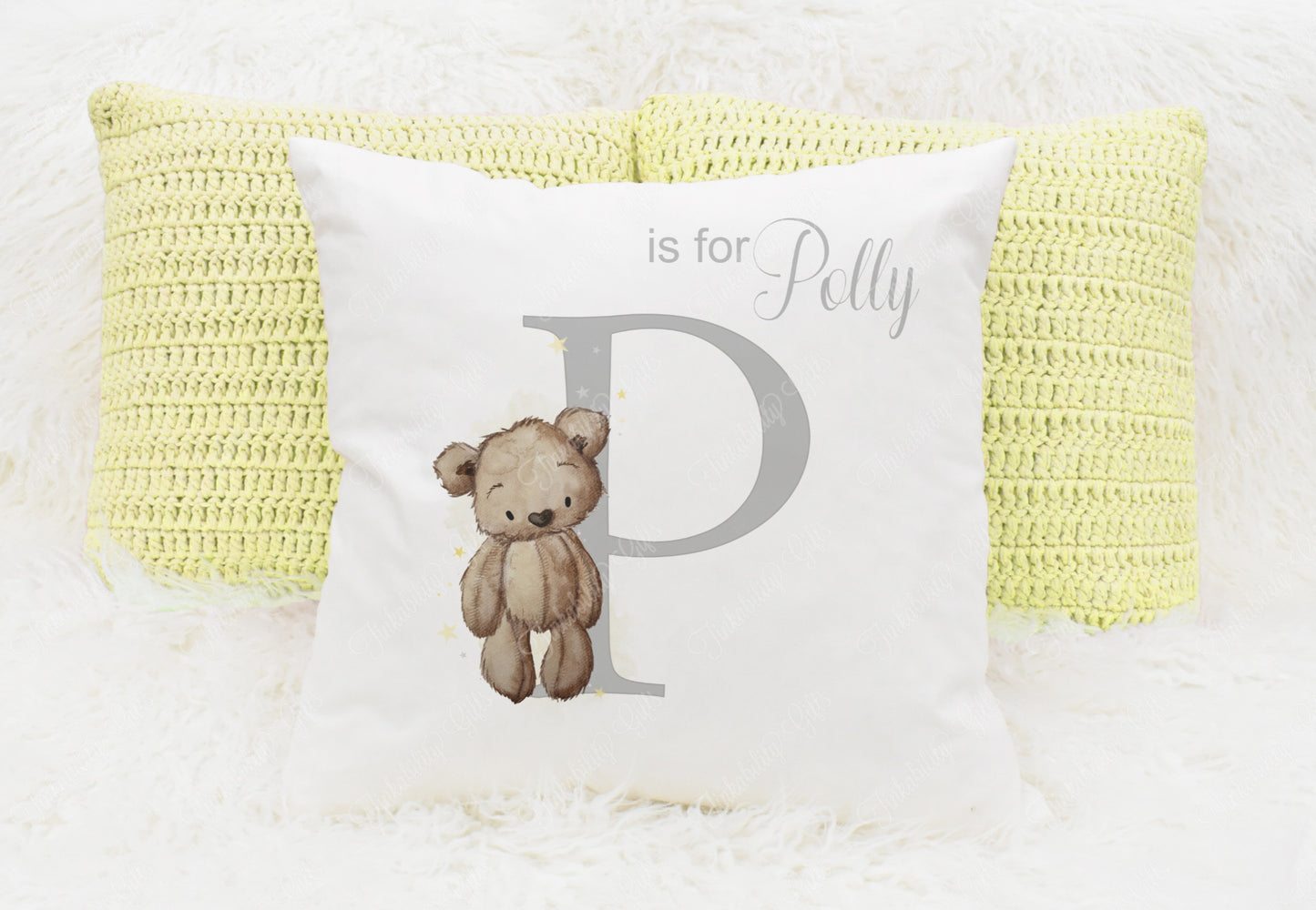 Baby Bear nursery alphabet cushion A-Z