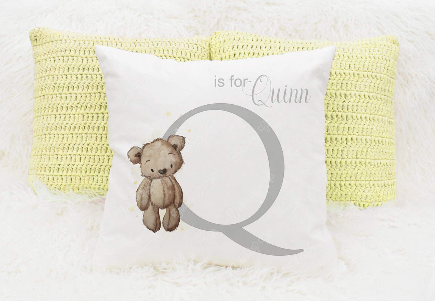 Baby Bear nursery alphabet cushion A-Z