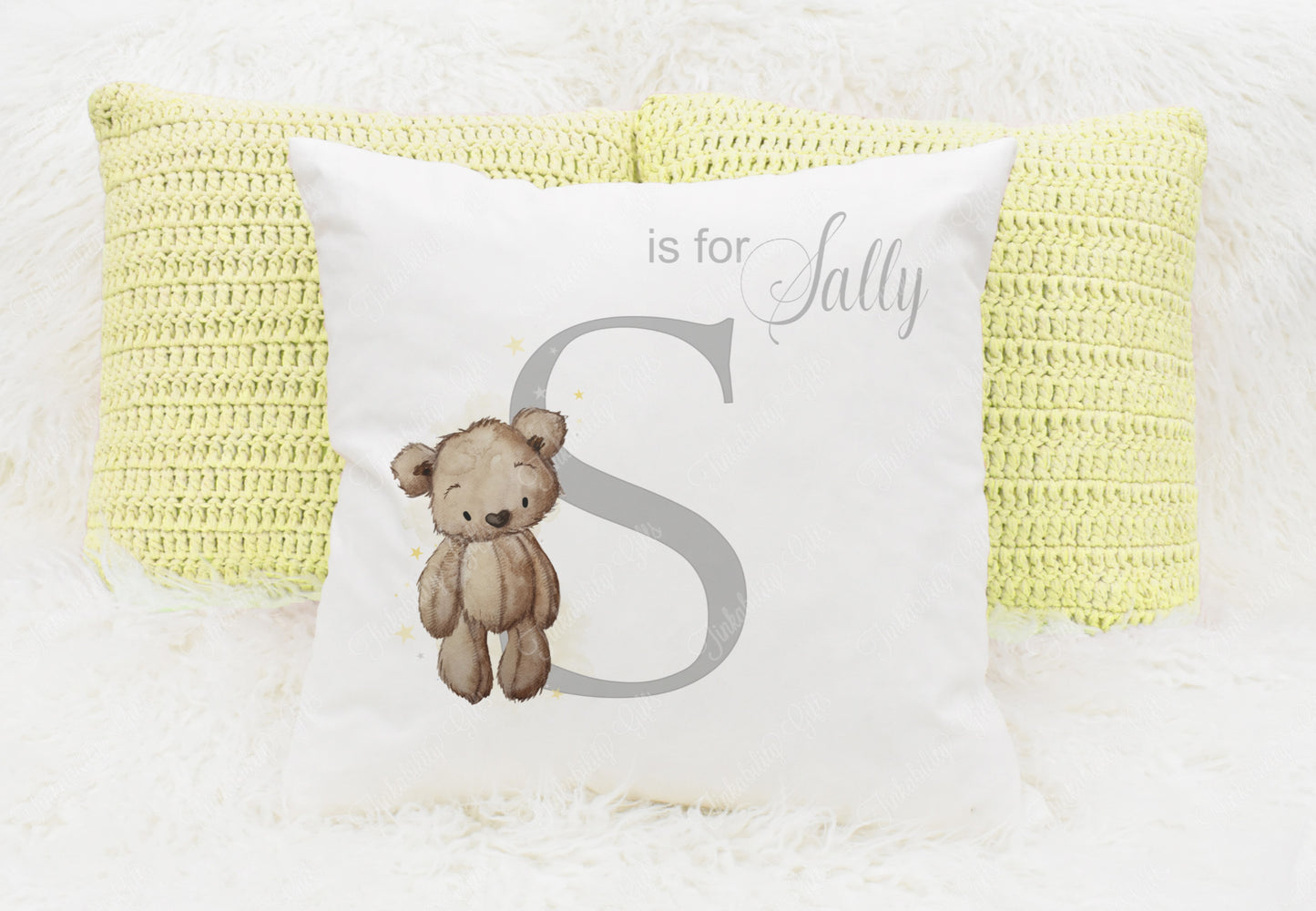 Baby Bear nursery alphabet cushion A-Z