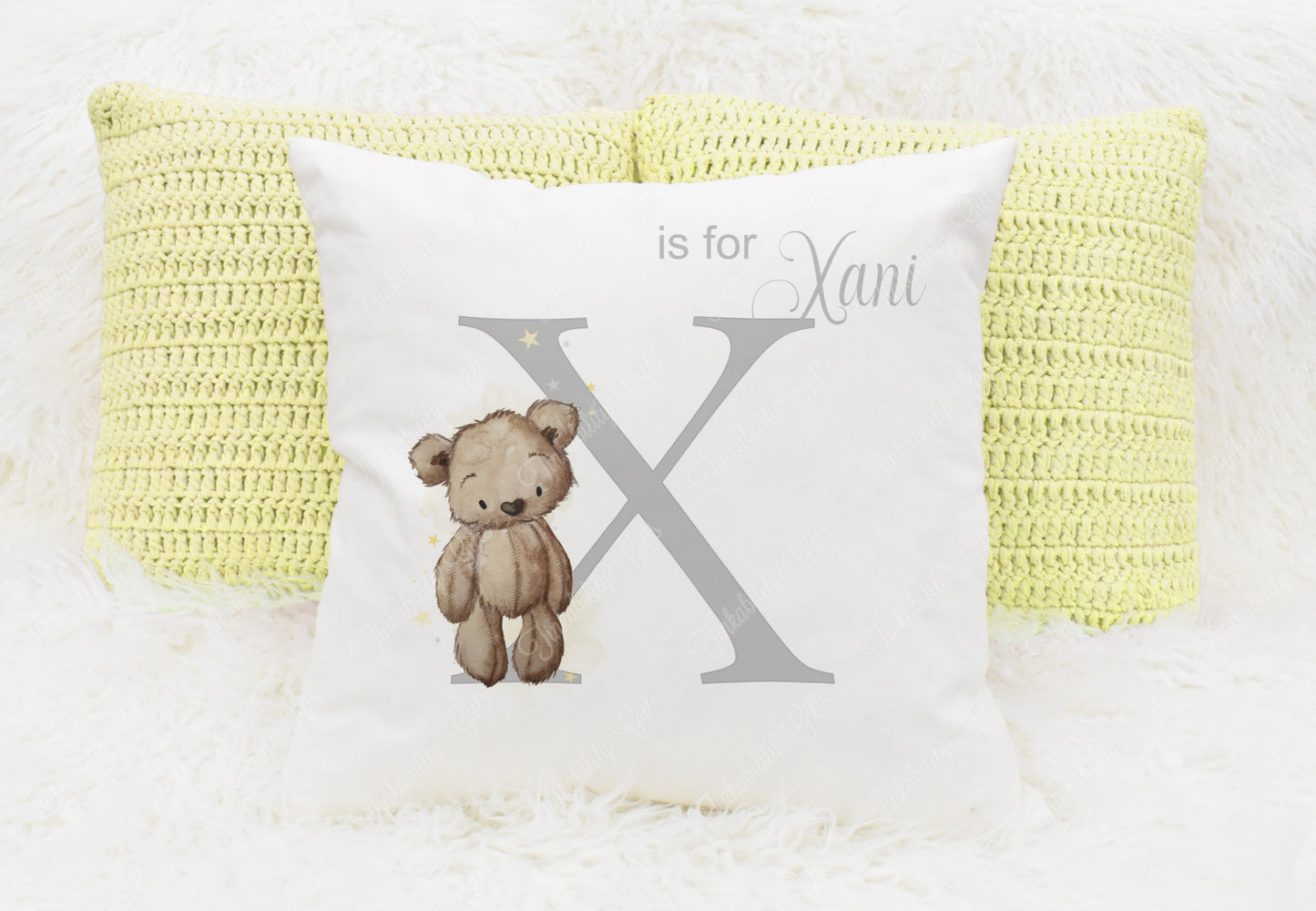 Baby Bear nursery alphabet cushion A-Z