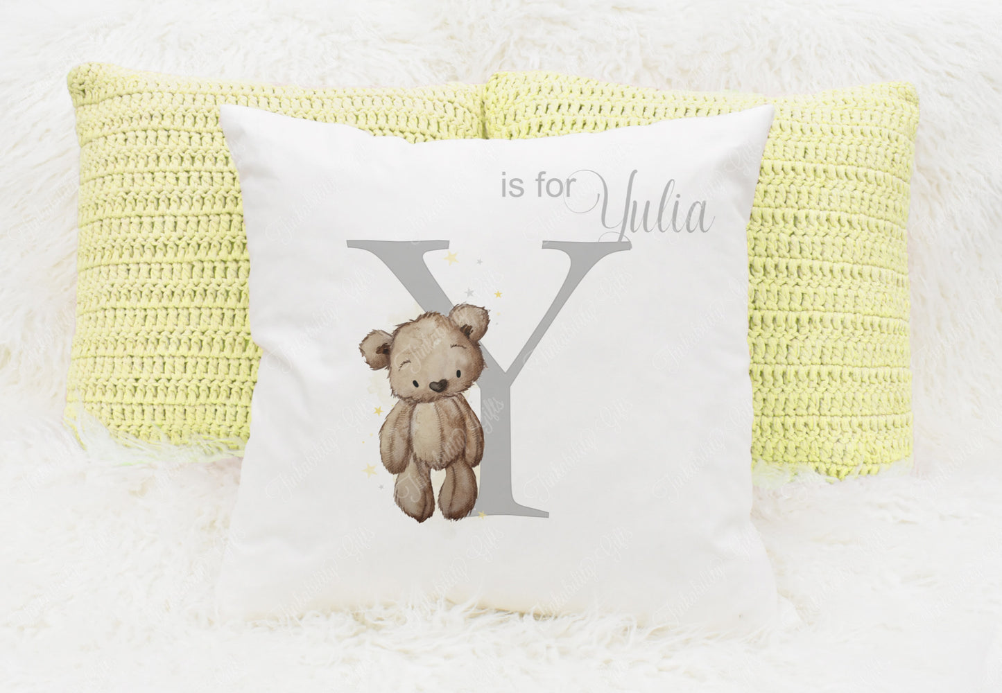 Baby Bear nursery alphabet cushion A-Z