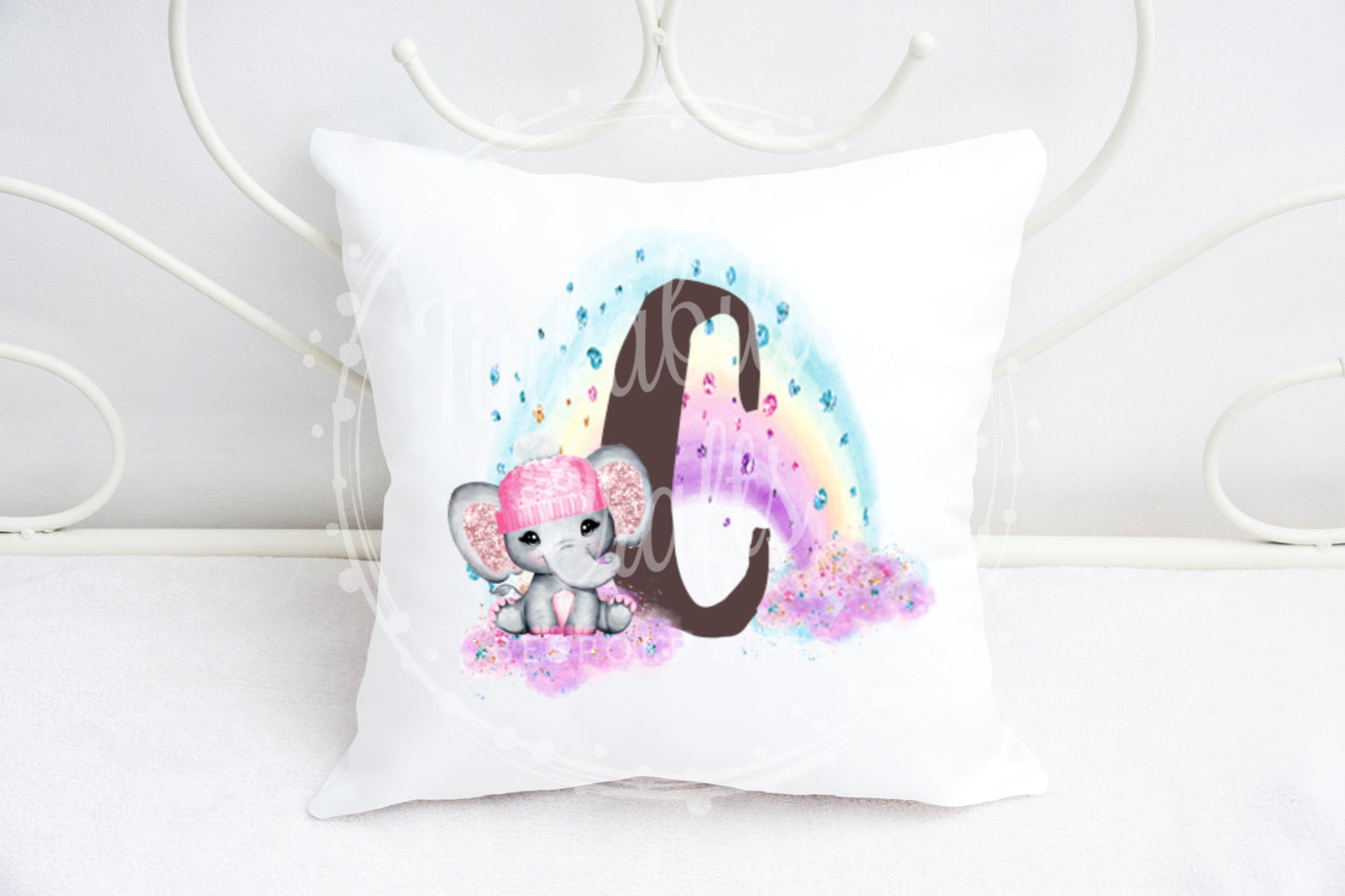 Girl Elephant Alphabet Cushion A-Z