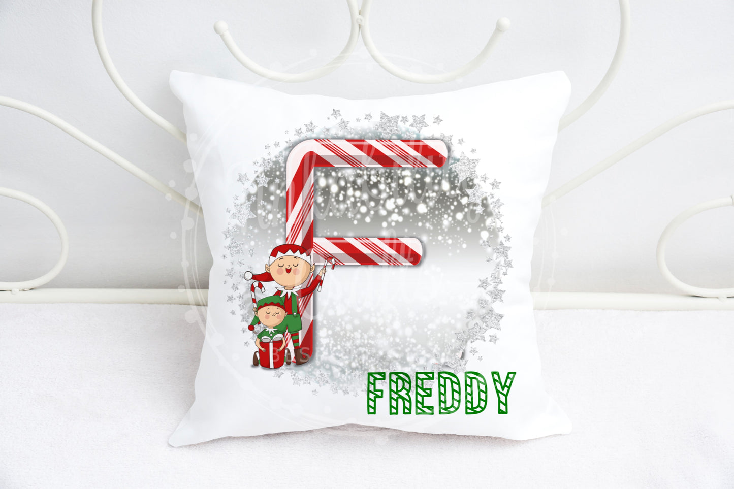 Christmas Candy Cane Alphabet Cushion A-Z