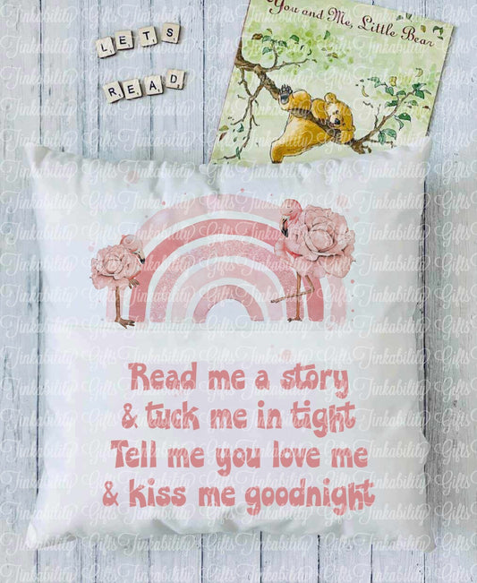 Flamingo Rainbow Personalised Book Cushion