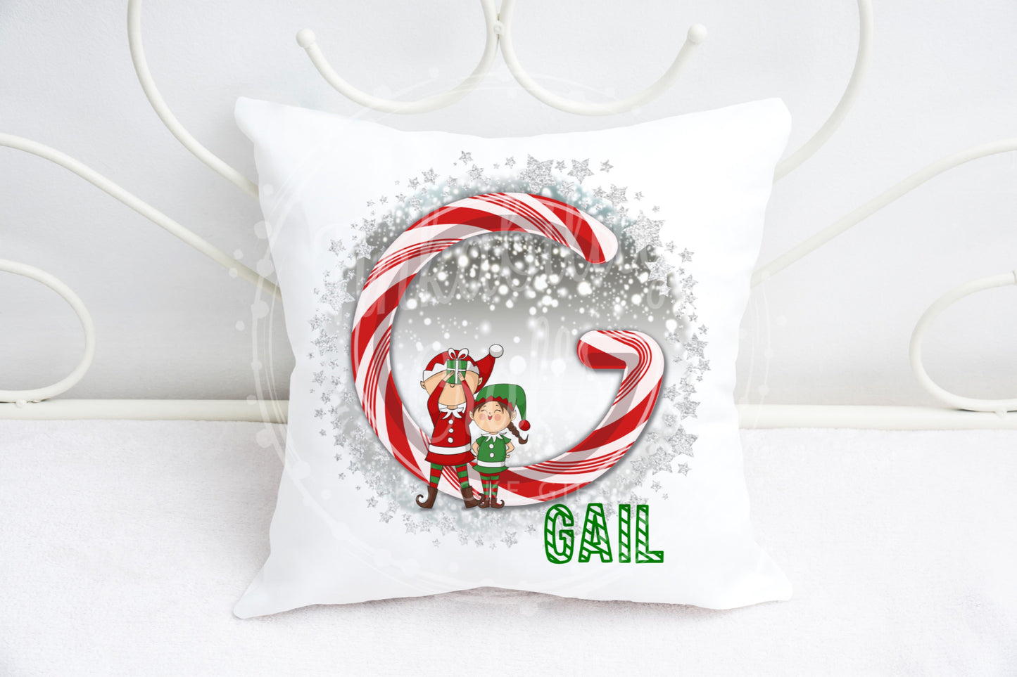 Christmas Candy Cane Alphabet Cushion A-Z