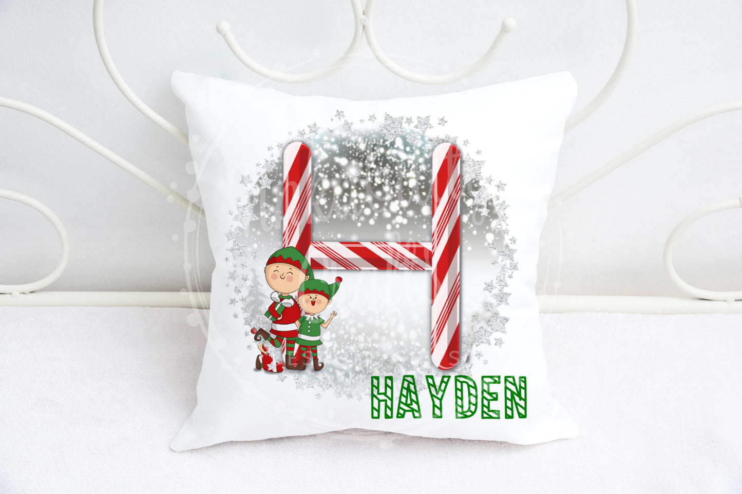 Christmas Candy Cane Alphabet Cushion A-Z