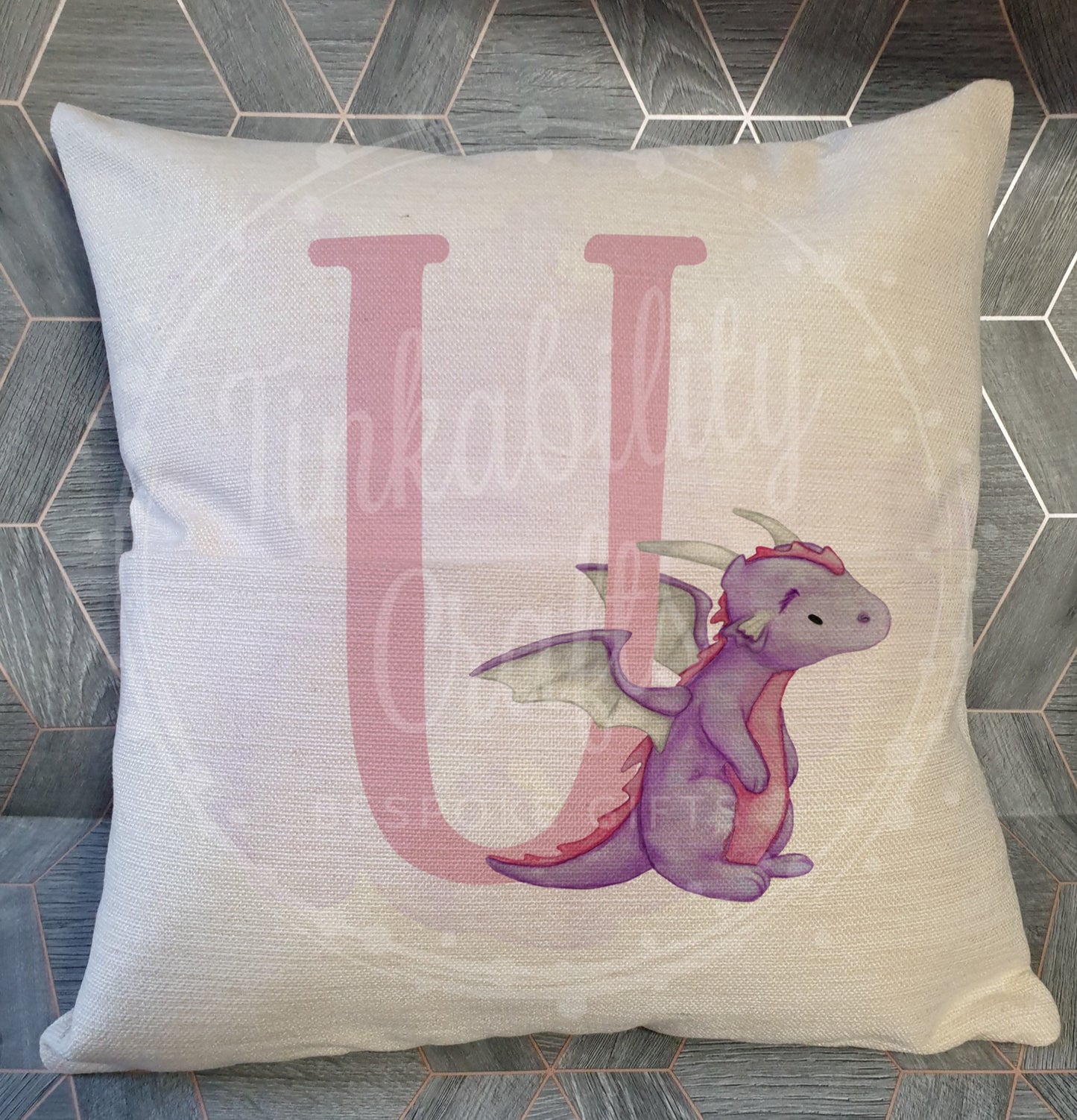 Purple Dragon alphabet cushion U-Z - Personalised Gift - Gifts for Birthday's - Gifts for Girl's - Personalised Cushion