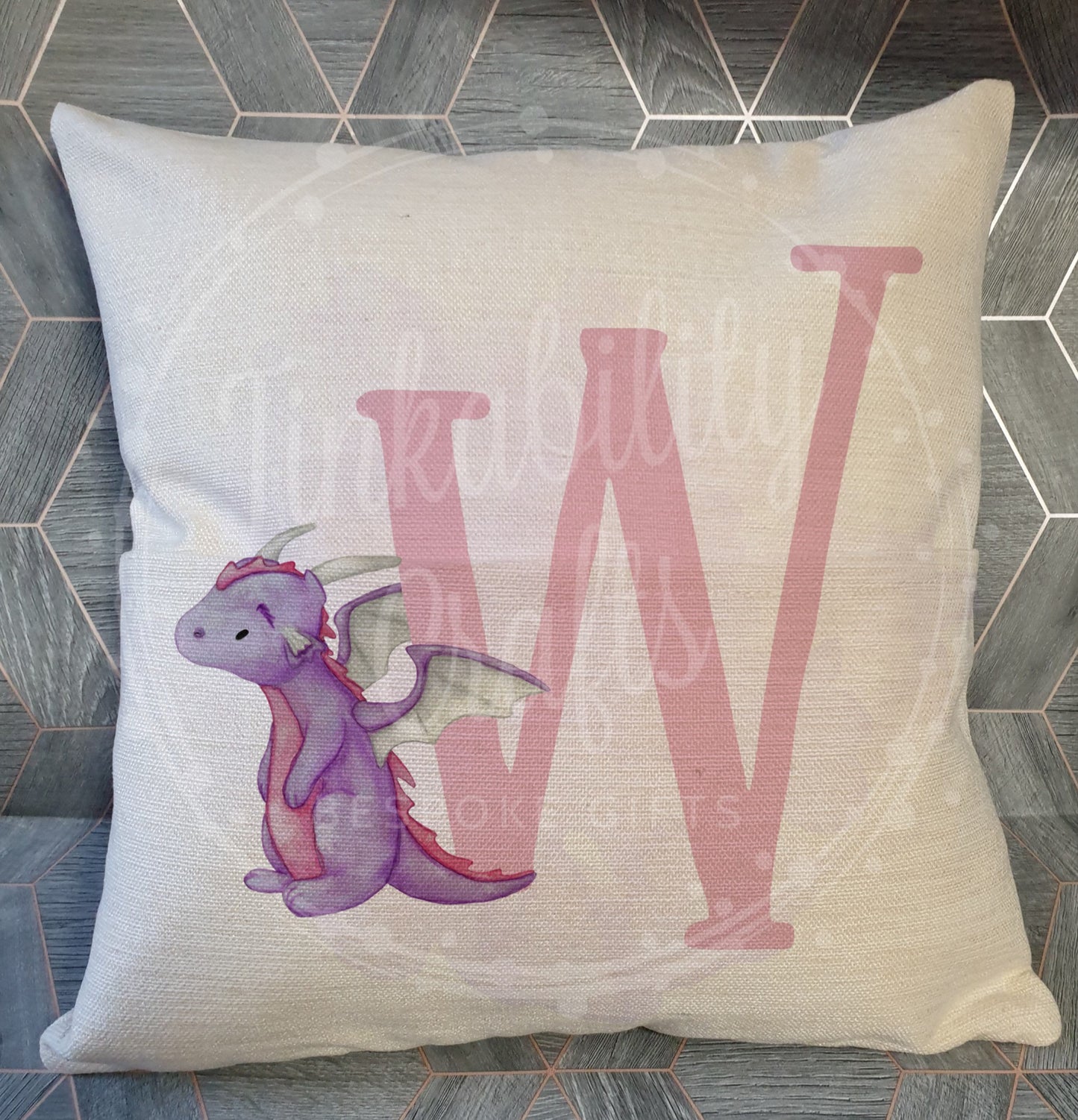 Purple Dragon alphabet cushion U-Z - Personalised Gift - Gifts for Birthday's - Gifts for Girl's - Personalised Cushion