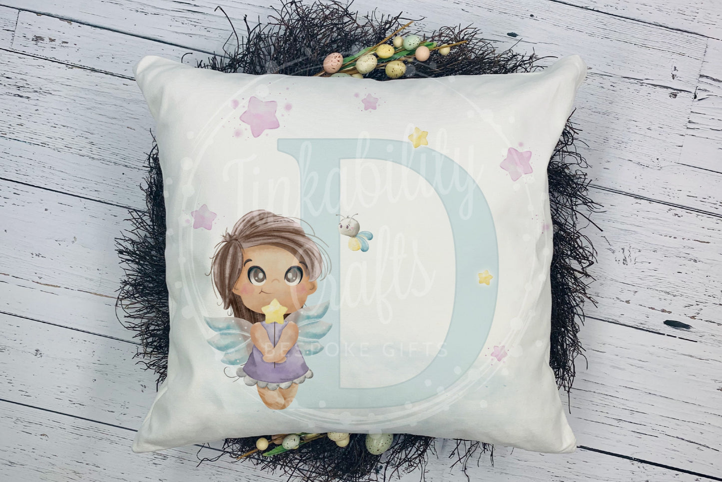 Personalized Blue fairy alphabet cushion A-J - Personalized Gift - Gifts for Birthday's - Gifts for Girl's - Personalized Cushion