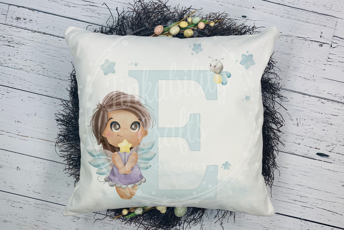 Personalized Blue fairy alphabet cushion A-J - Personalized Gift - Gifts for Birthday's - Gifts for Girl's - Personalized Cushion