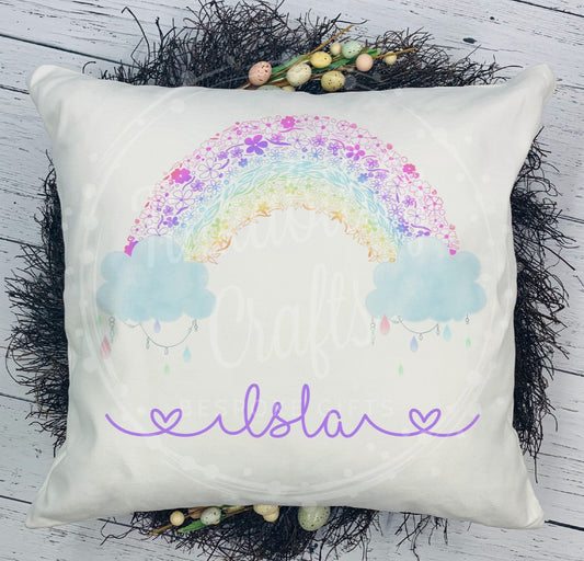 Personalised Pastel Rainbow Cushion - Personalised Gift - Gifts for Birthday's - Personalised Cushion