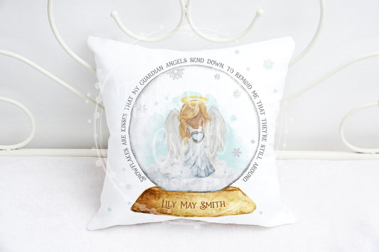 Personalised Christmas Angel Snow Globe Cushion - Personalised Cushion - Gifts for Christmas - Gifts for Kid's