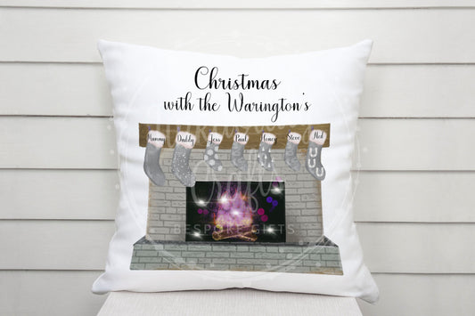 Christmas family stockings cushion