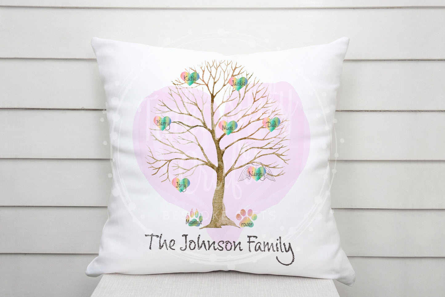 Family Rainbow apples/hearts Cushion