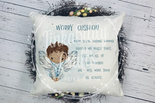 Personalised Blue Fairy Worry Cushion