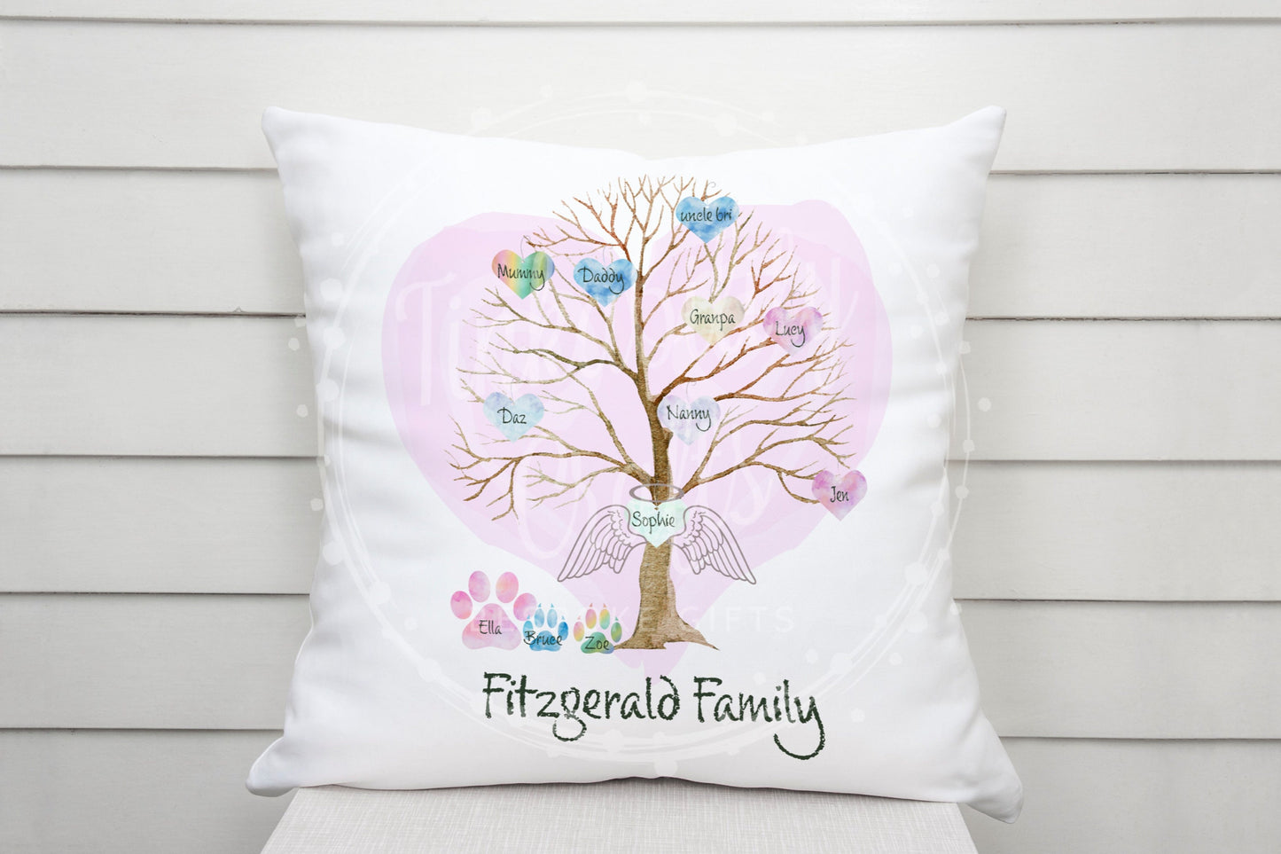 Family Rainbow apples/hearts Cushion