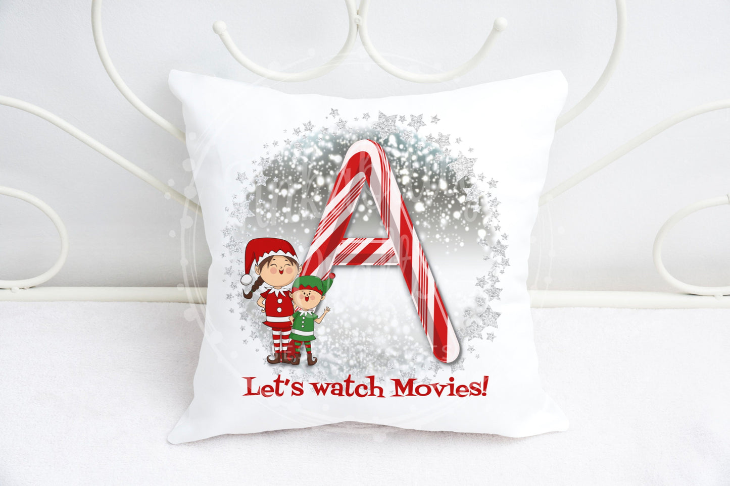 Christmas Candy Cane Alphabet Cushion A-Z