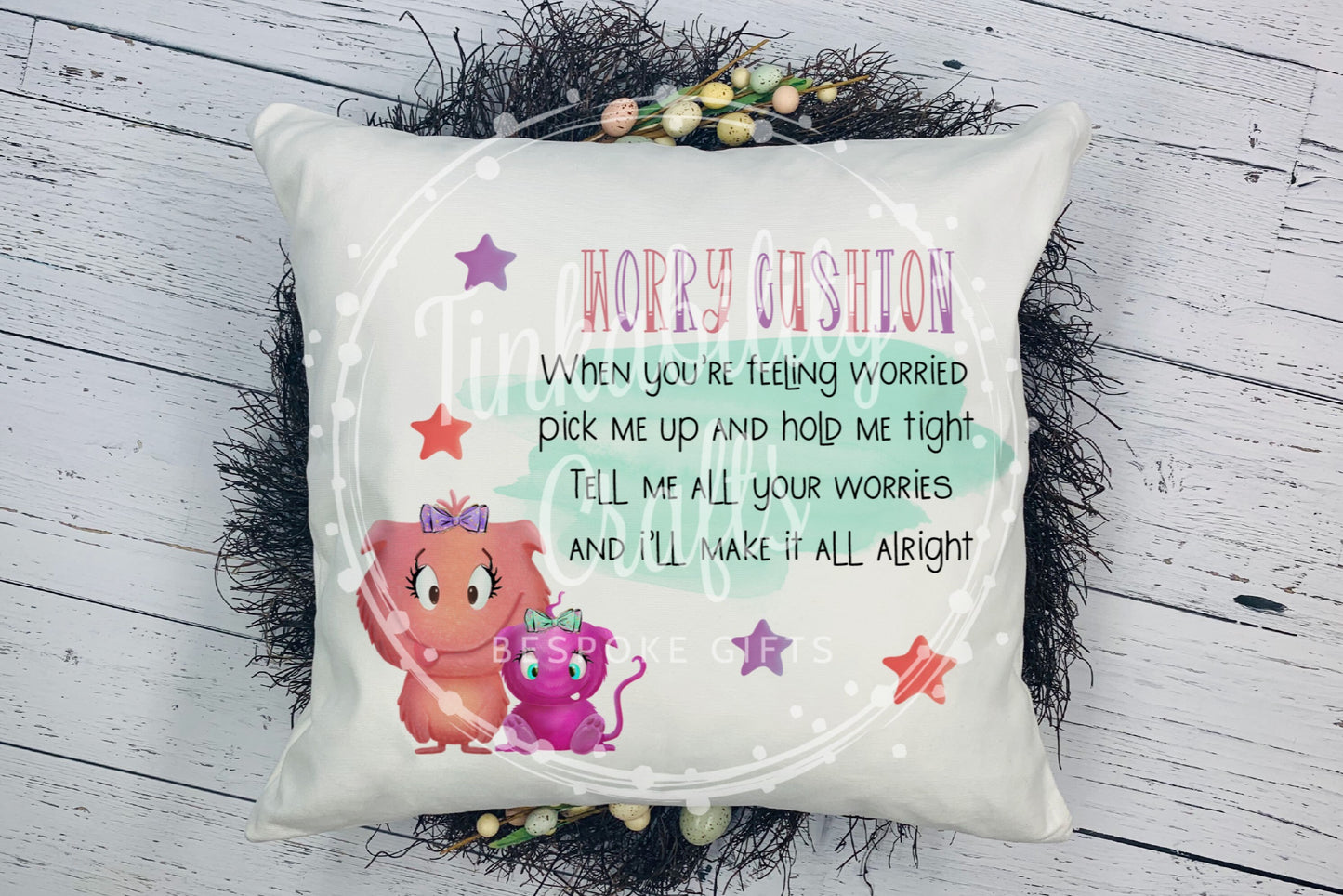 Personalised Monster Worry Cushion - Multi - Personalised Cushion - Gifts for Birthday's - Gifts for Kid's