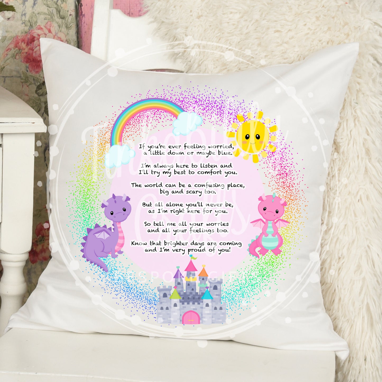 Personalised Princess Worry Cushion - Multi - Personalised Cushion - Gifts for Girl's - Gifts for Birthday's