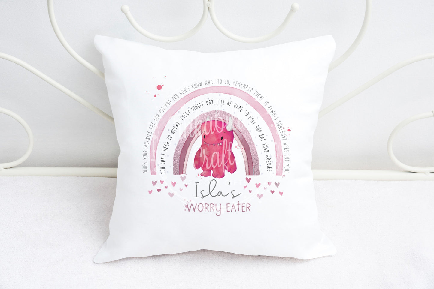 Personalised Monster worry Eater Cushion - Personalised Gift - Gifts for Birthday's - Gifts for Girl's - Personalised Cushion