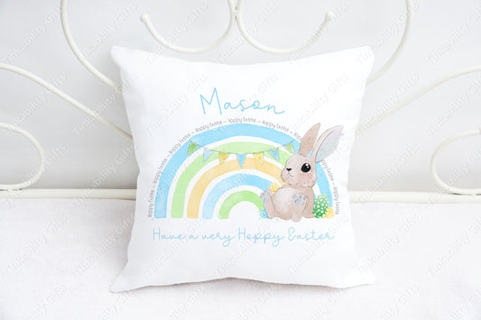 Easter Bunny rainbow personalized plush cushion