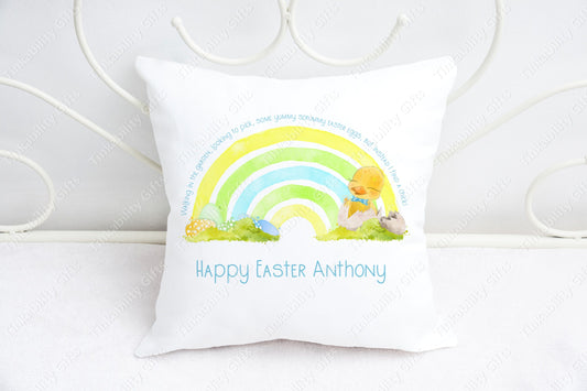 Easter Chick Rainbow personalised plush cushion