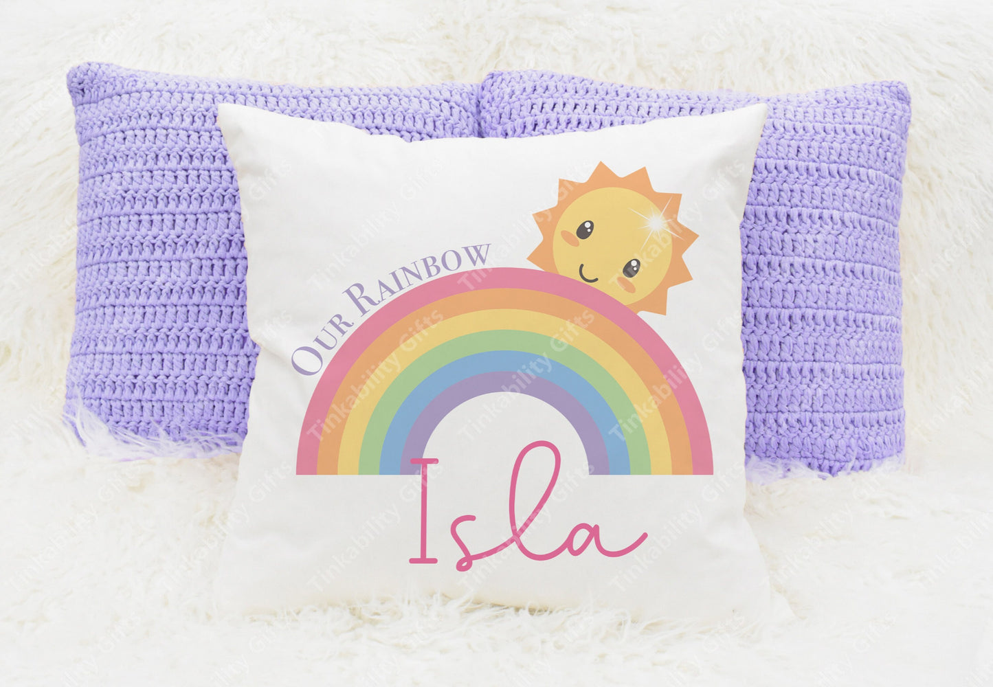 Rainbow Baby Personalised Cushion - Personalised Gift - Gifts for Birthday's - Gifts for Kid's - Personalised Cushion