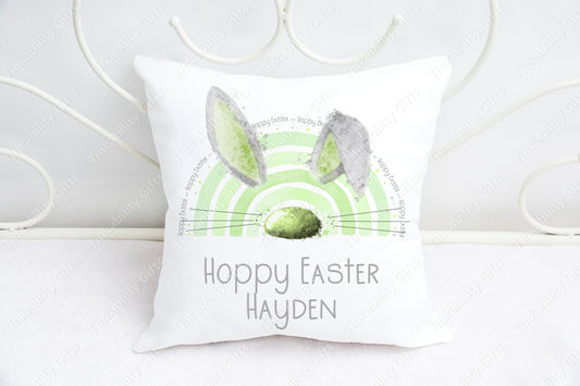 Green Bunny bow Personalised plush cushion