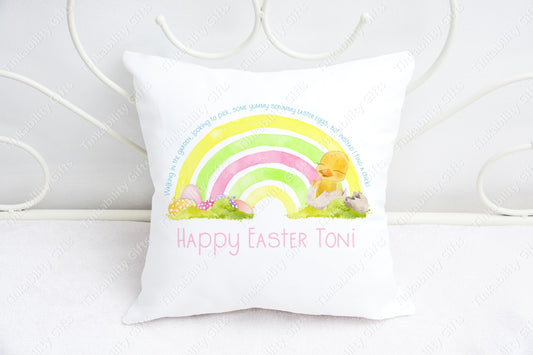 Easter Chick Rainbow personalised plush cushion