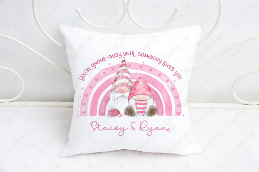 Valentines Pink Gnomes Rainbow cushion - Personalised Cushion - Personalised Gift - Gifts for Her - Gifts for Valentine's