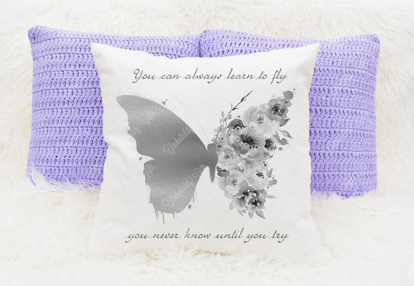 Silver Butterfly cushion - Personalized Cushion - Gifts for Birthday's - Gifts for Her