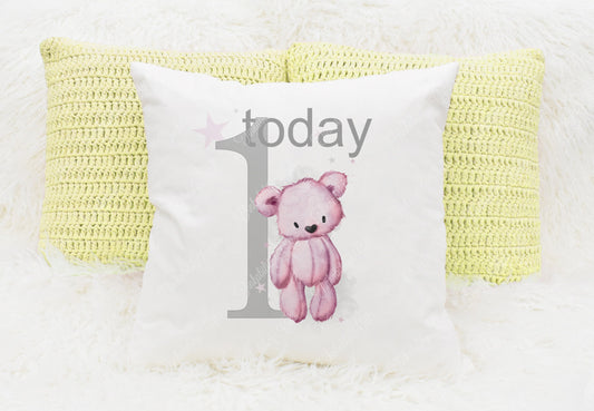 Personalised Pink Bear Baby Cushion - Gifts for New Baby - Gifts for Birthdays - Gifts for First Birthdays - Gifts for Kids